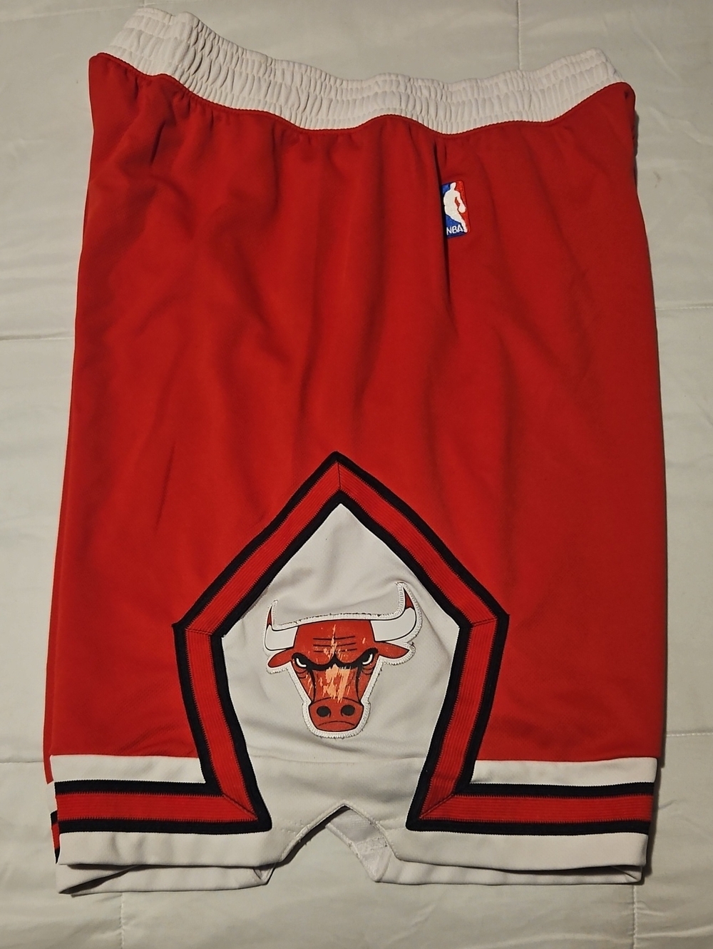 adidas Red Chicago Bulls Basketball Shorts with White Trim